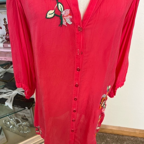 Gorgeous Johnny Was Pink Embroidered Tunic Size S - Picture 7 of 7